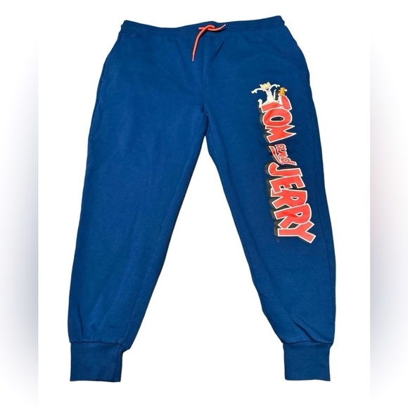 Women’s Tom And Jerry Sweatpants Size XXL Blue Cartoon - Picture 1 of 8